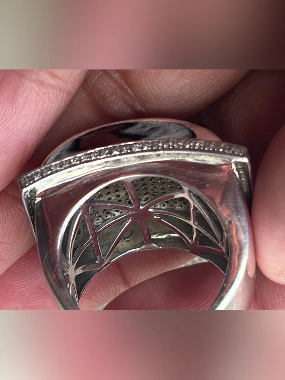 Sterling Silver with Pave Diamond Ring Statement Ring